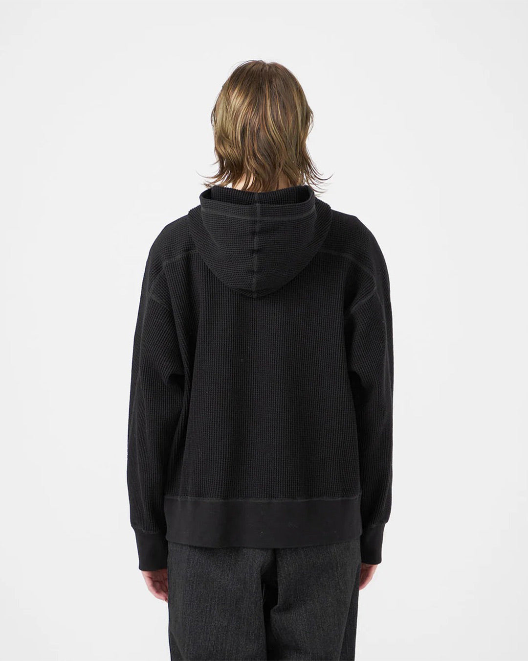 Black Zip-Up Thermal Hoodie