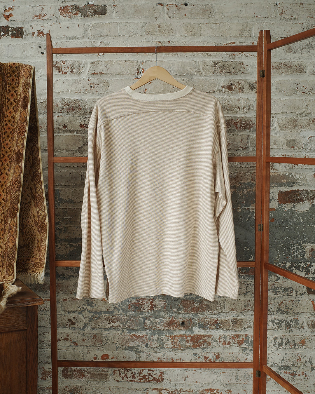 Natural Stripe Cotton Jersey Long Sleeve Arc Tee