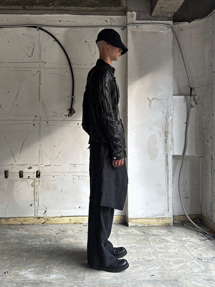 SAN263-1 Black Single Zip Leather Jacket V4
