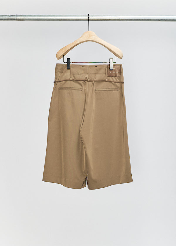 Taupe Double Pleated Shorts