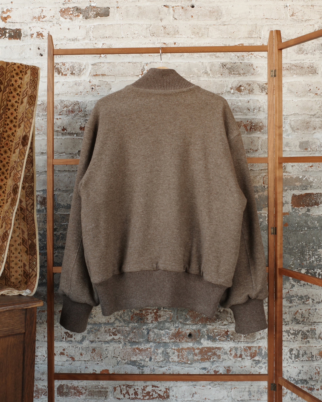 Natural Beige Wool Hemp Knit Drivers Blouson