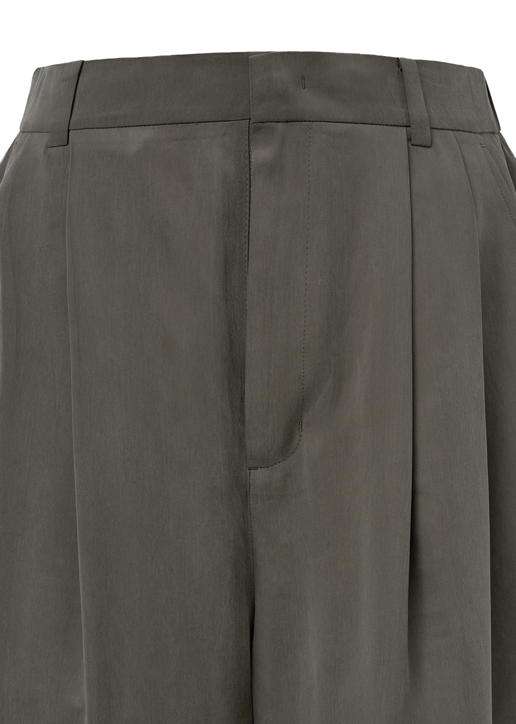 AMOMENTO Brown Cupro Two Tuck Pants