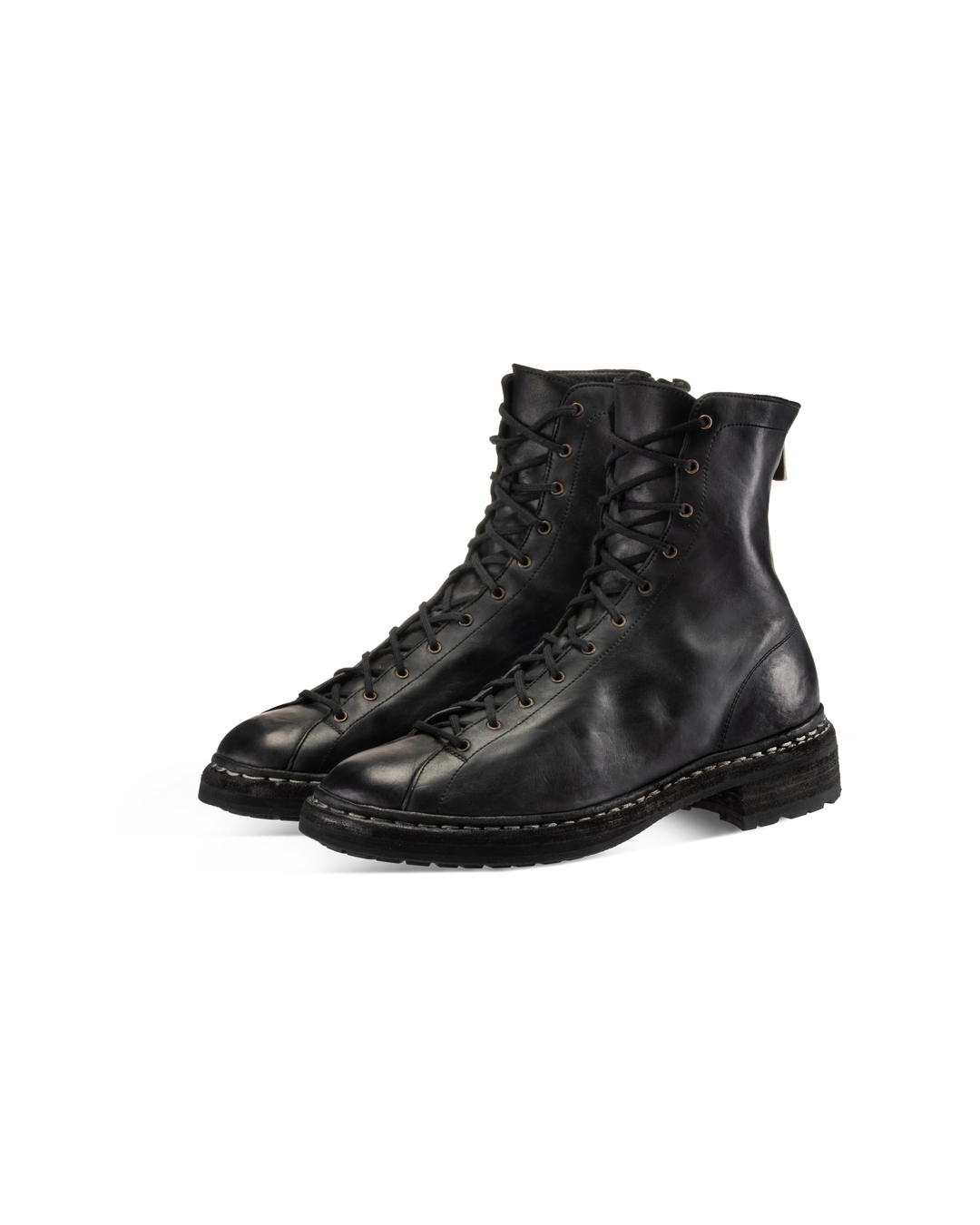 Black Horse Leather 5212BZV Laced Up back Zip Boots
