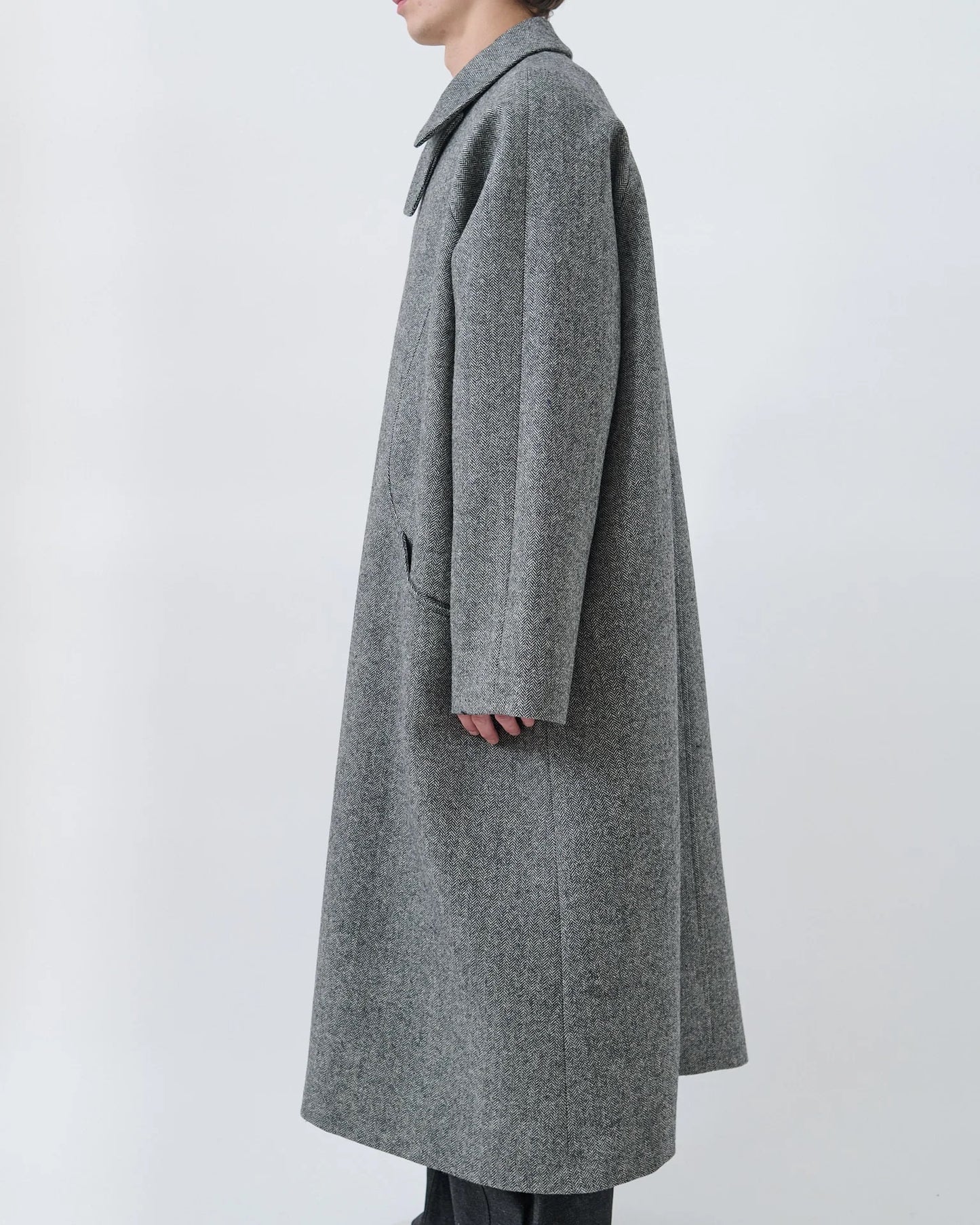 Black and White Herringbone Takeshi Coat
