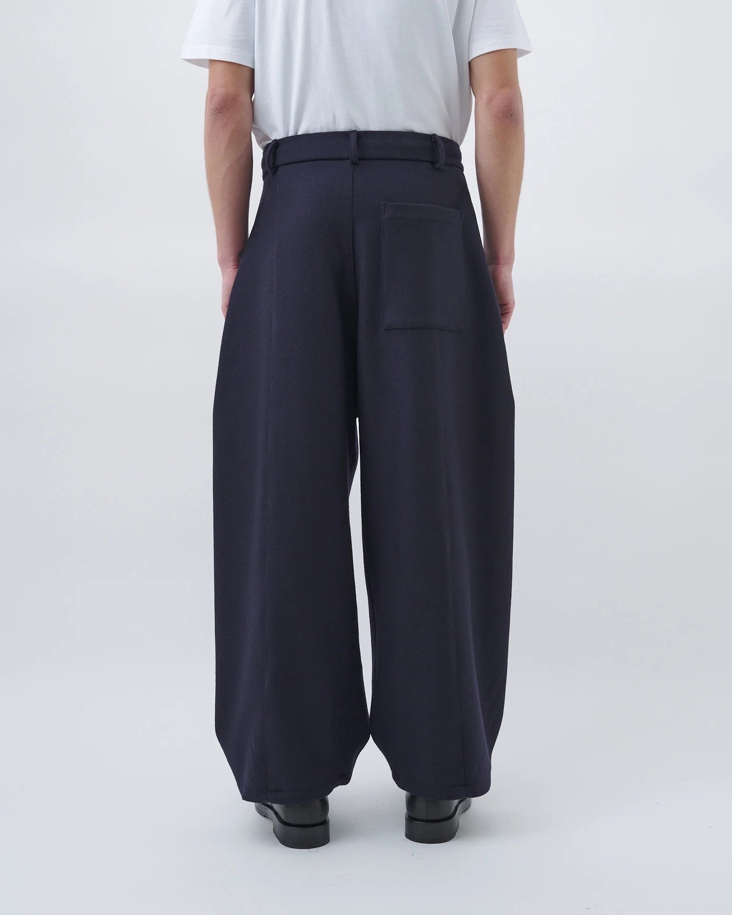 Dark Navy Box Pleat Trouser