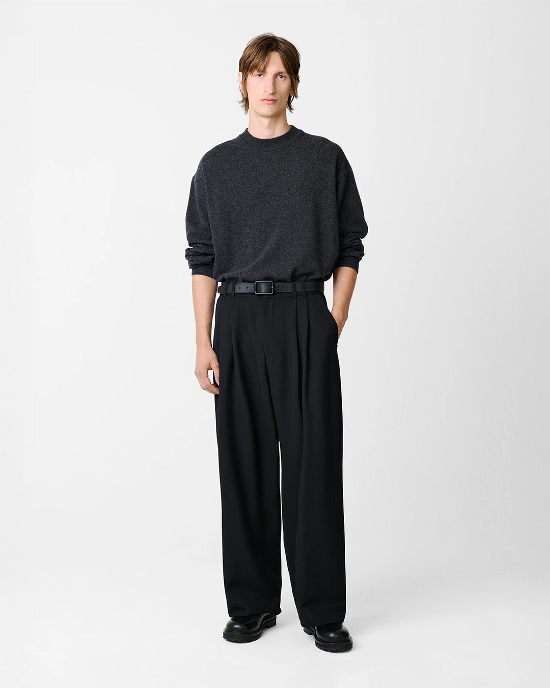 Black Line Double Pleat Volume Pant