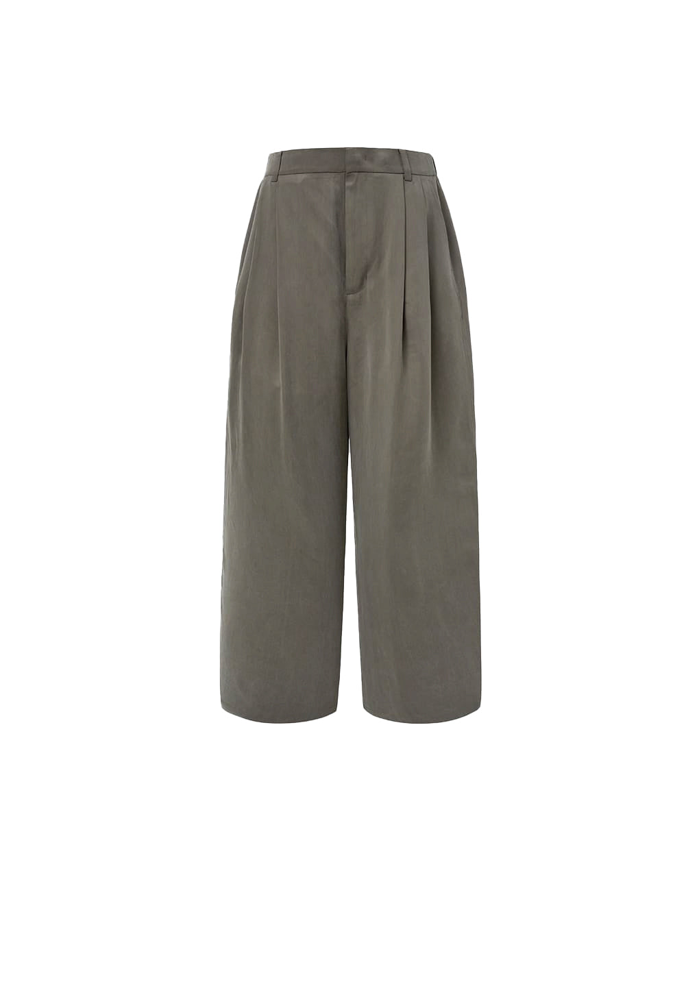 AMOMENTO Brown Cupro Two Tuck Pants