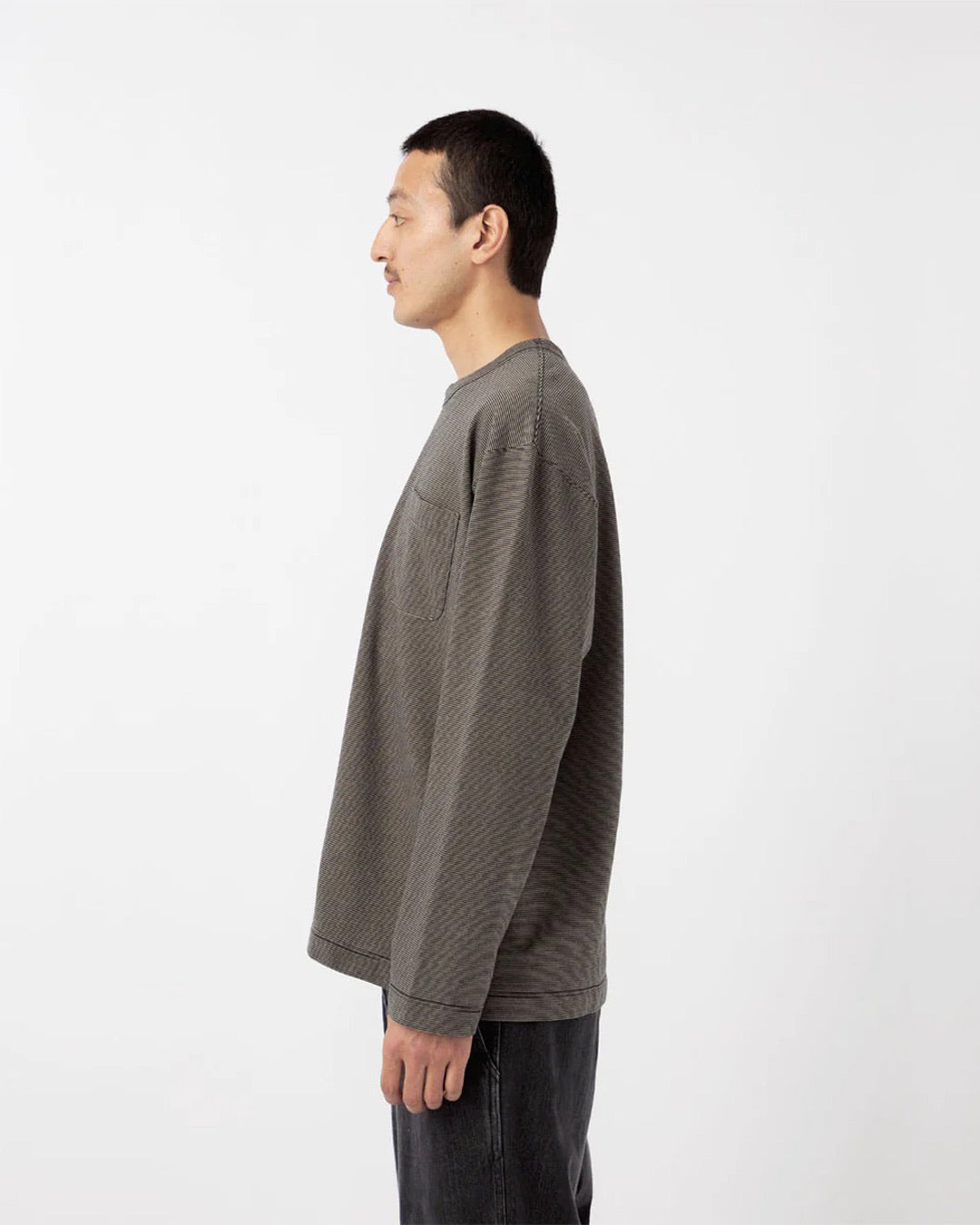 Black/Gray Micro Stripe Pocket L/S Tee