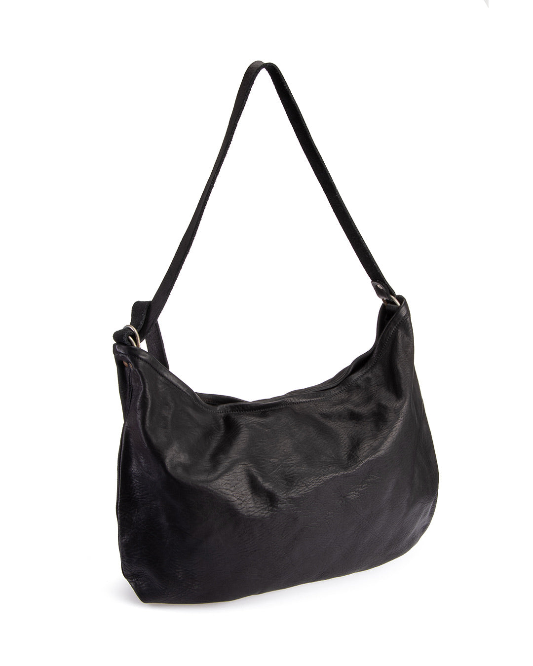 Black Horse Leather Q25 Large Crossbody Bag