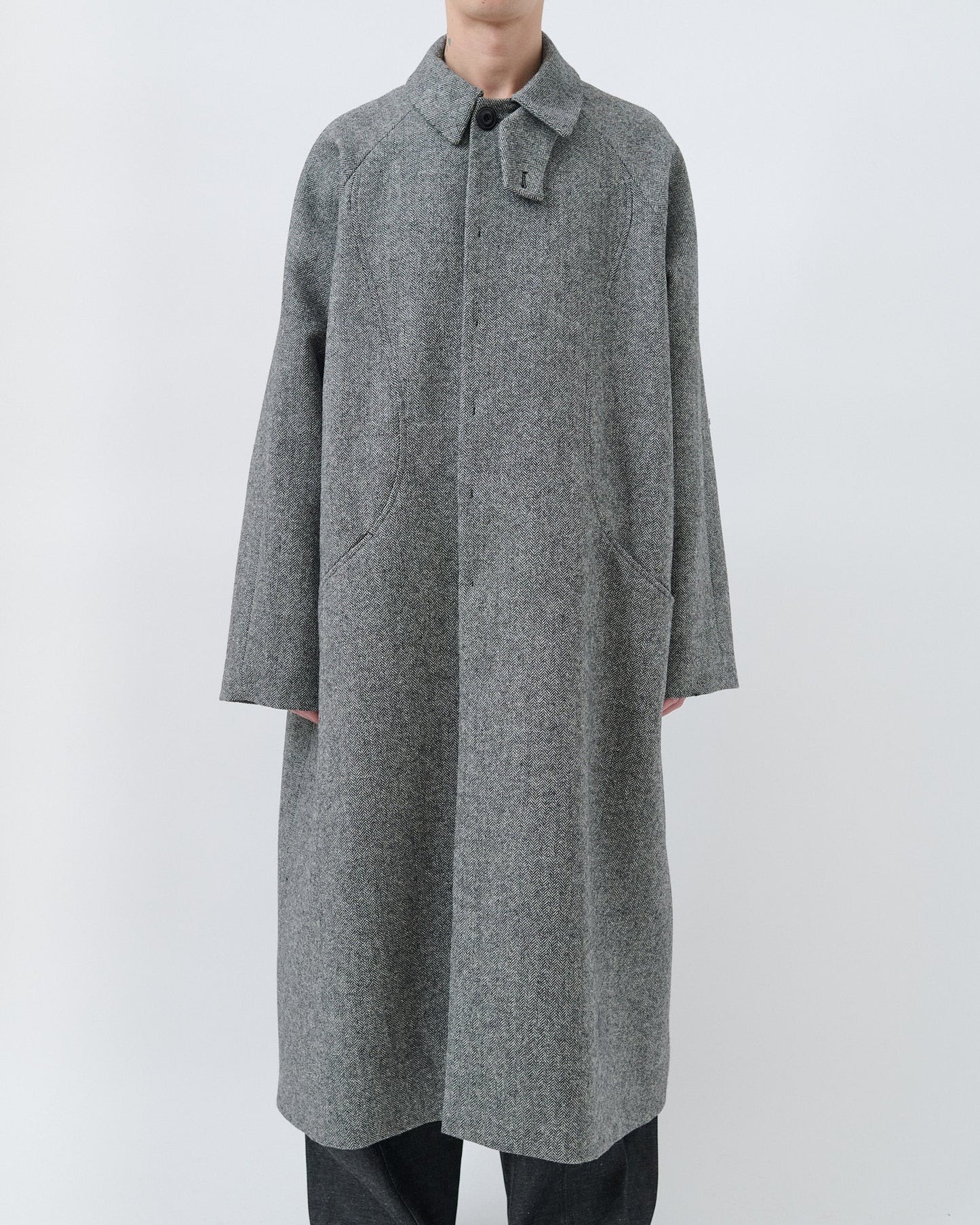 Black and White Herringbone Takeshi Coat