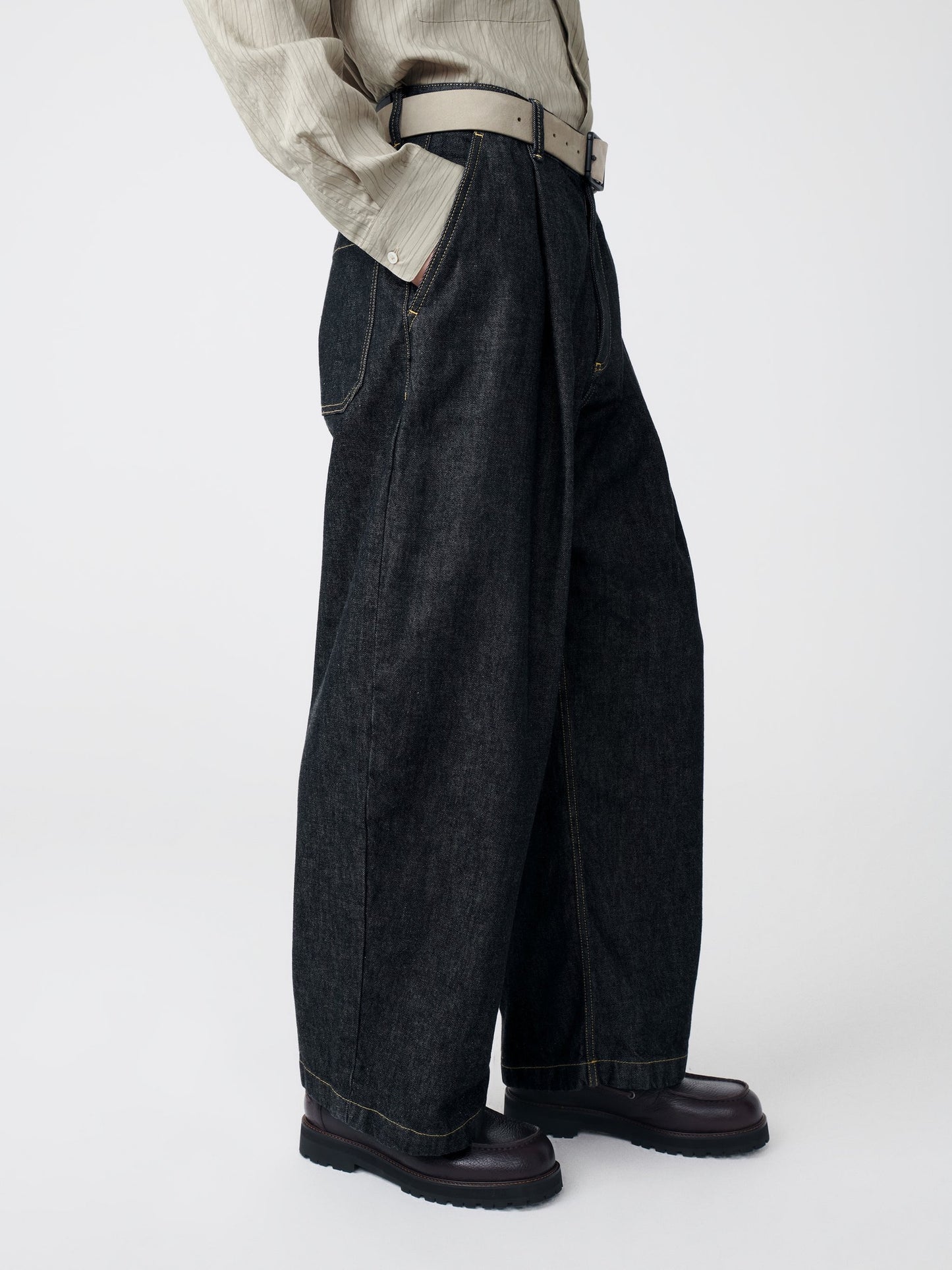 Black Puch Italian Denim Single Pleat Pant