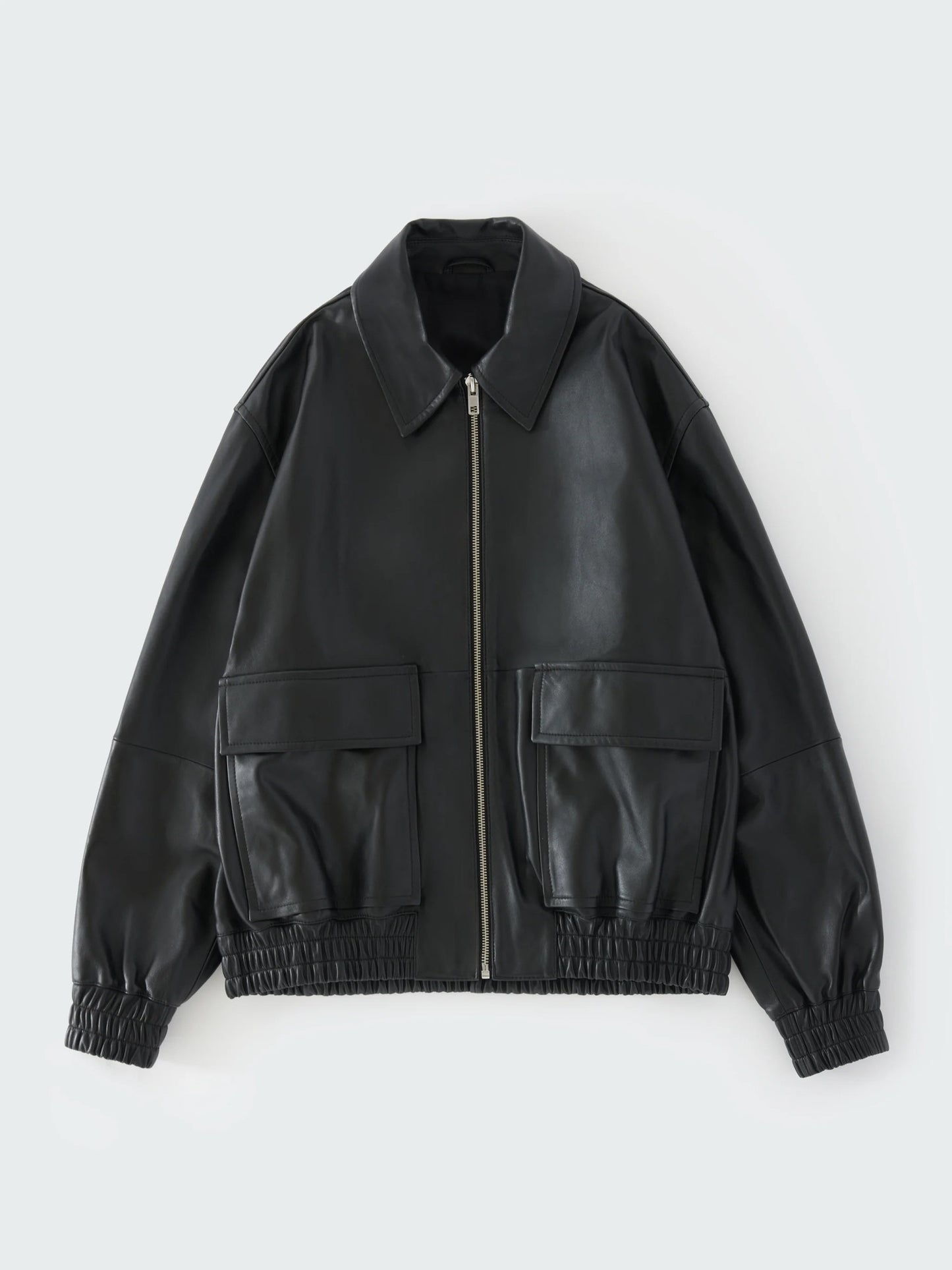 Black Piston Leather Bomber Jacket