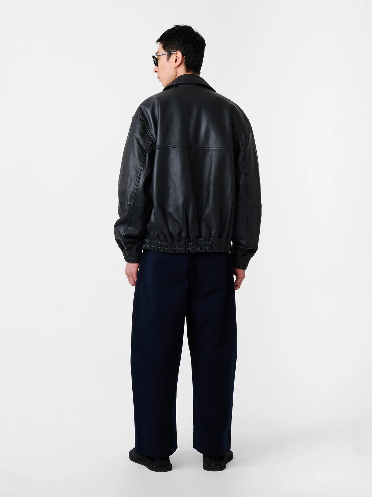 Black Piston Leather Bomber Jacket