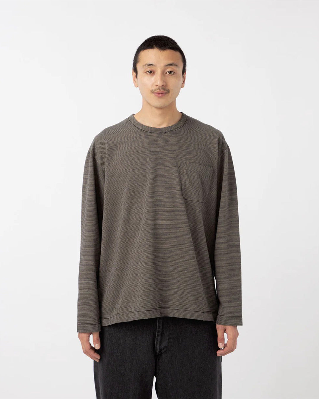 Black/Gray Micro Stripe Pocket L/S Tee