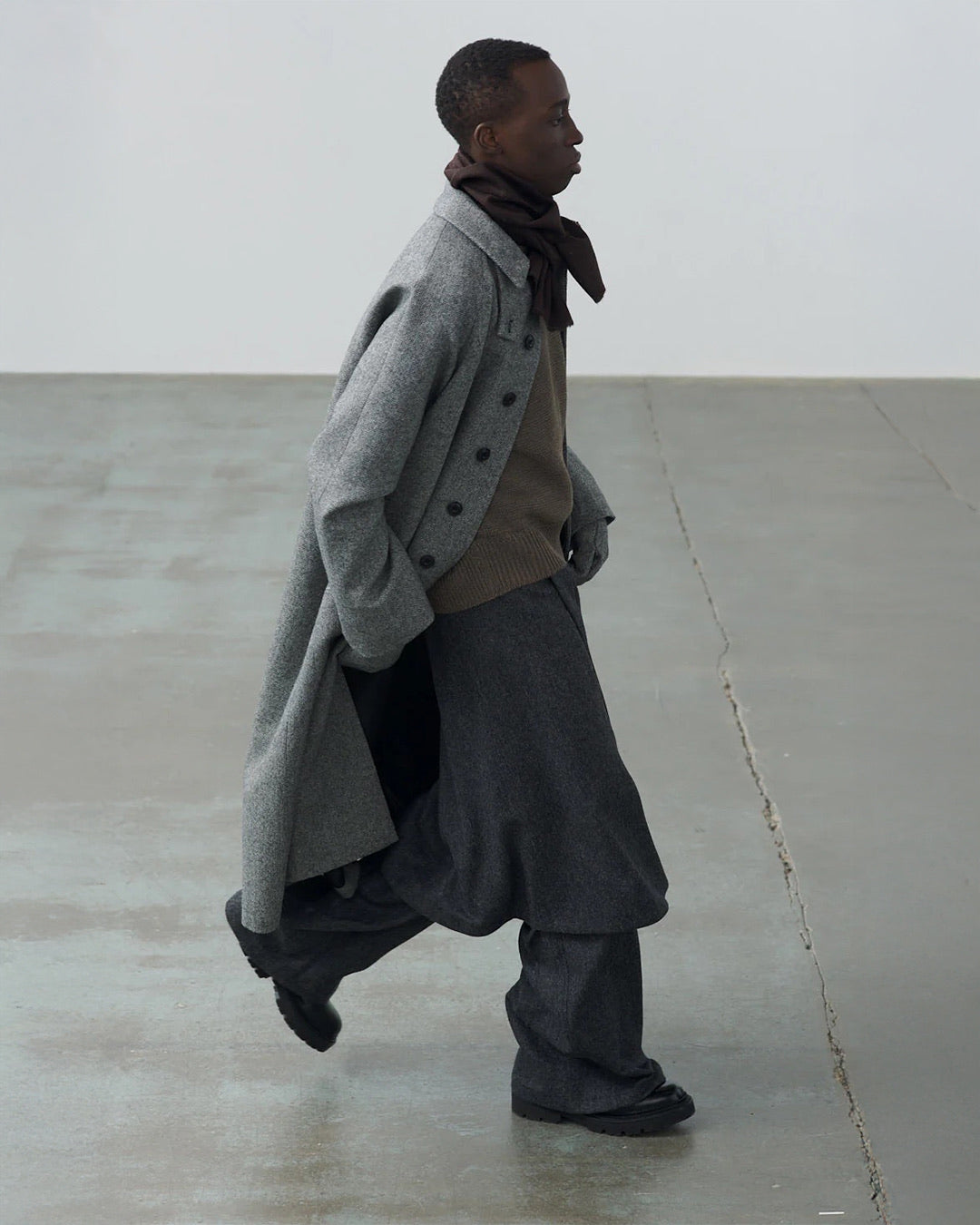 Black and White Herringbone Takeshi Coat