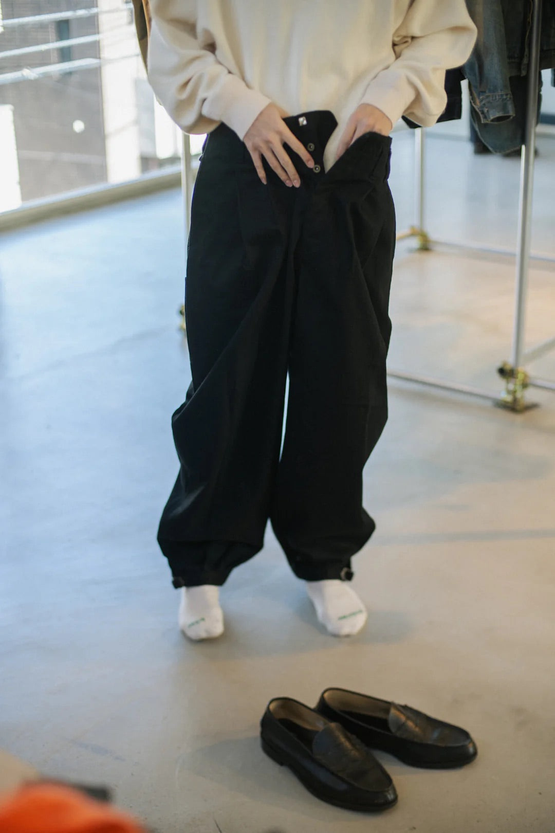 Black Katsuragi Denim Knickerbockers Pants