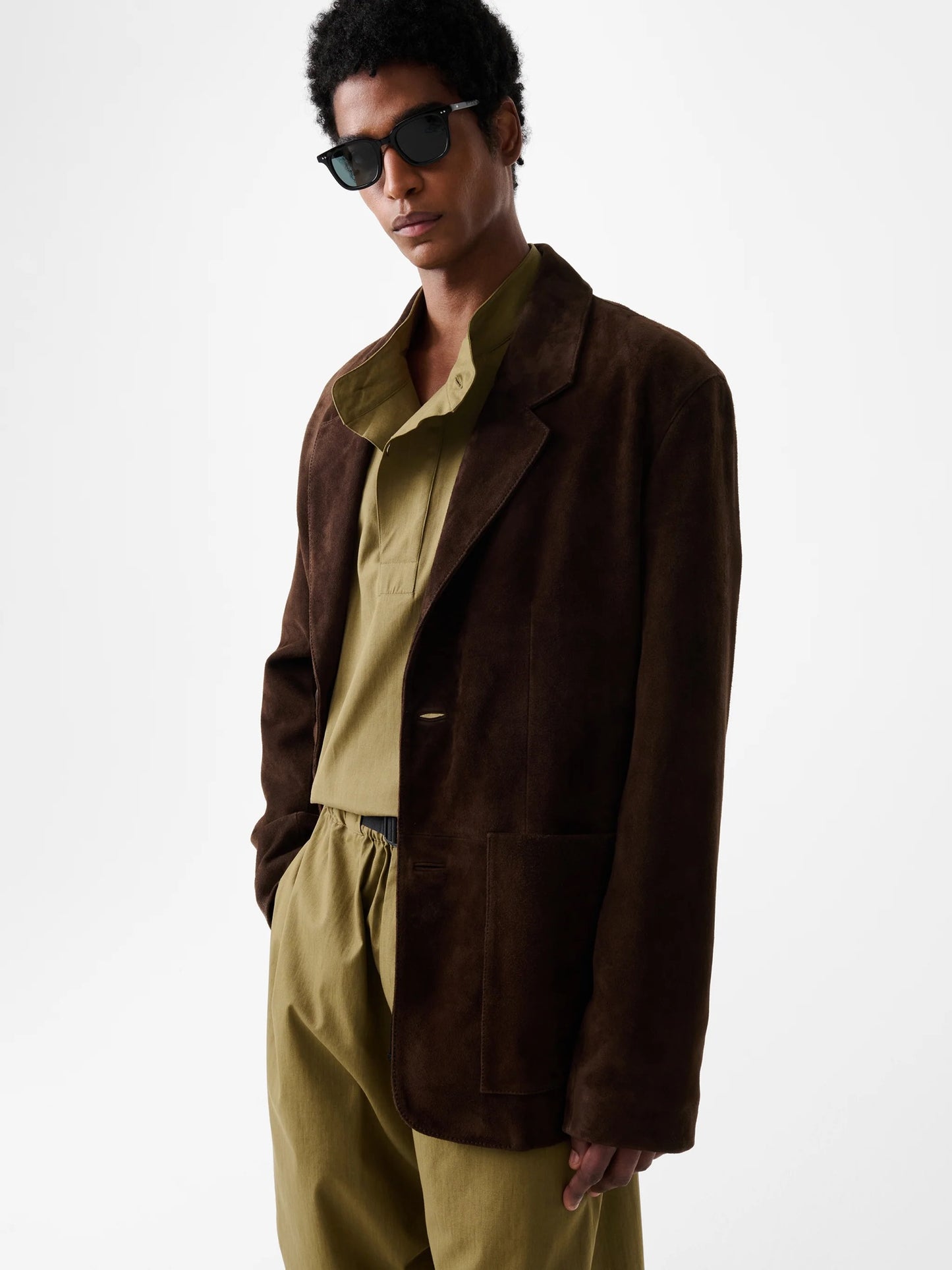 Men Espresso Brown Tiko Suede Blazer Jacket