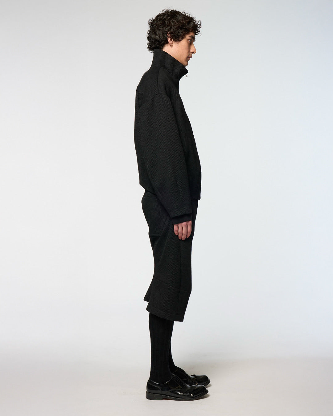 Black Stand Collar Bud Blouson