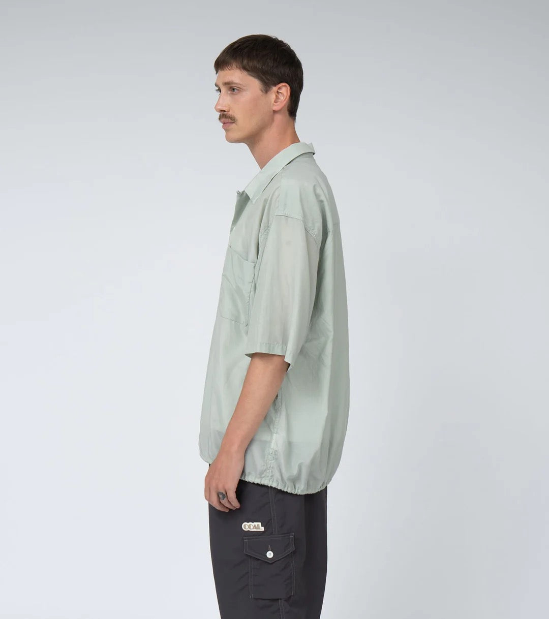 Coral Green Open Collar Short Sleeve Shirt
