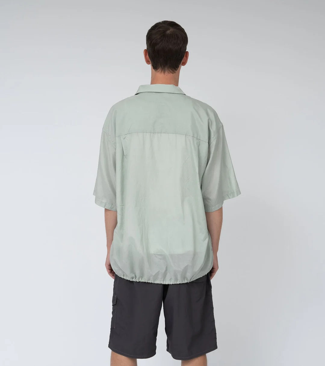 Coral Green Open Collar Short Sleeve Shirt