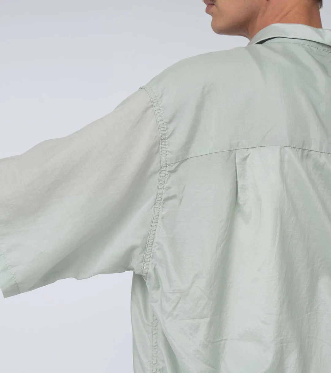 Coral Green Open Collar Short Sleeve Shirt