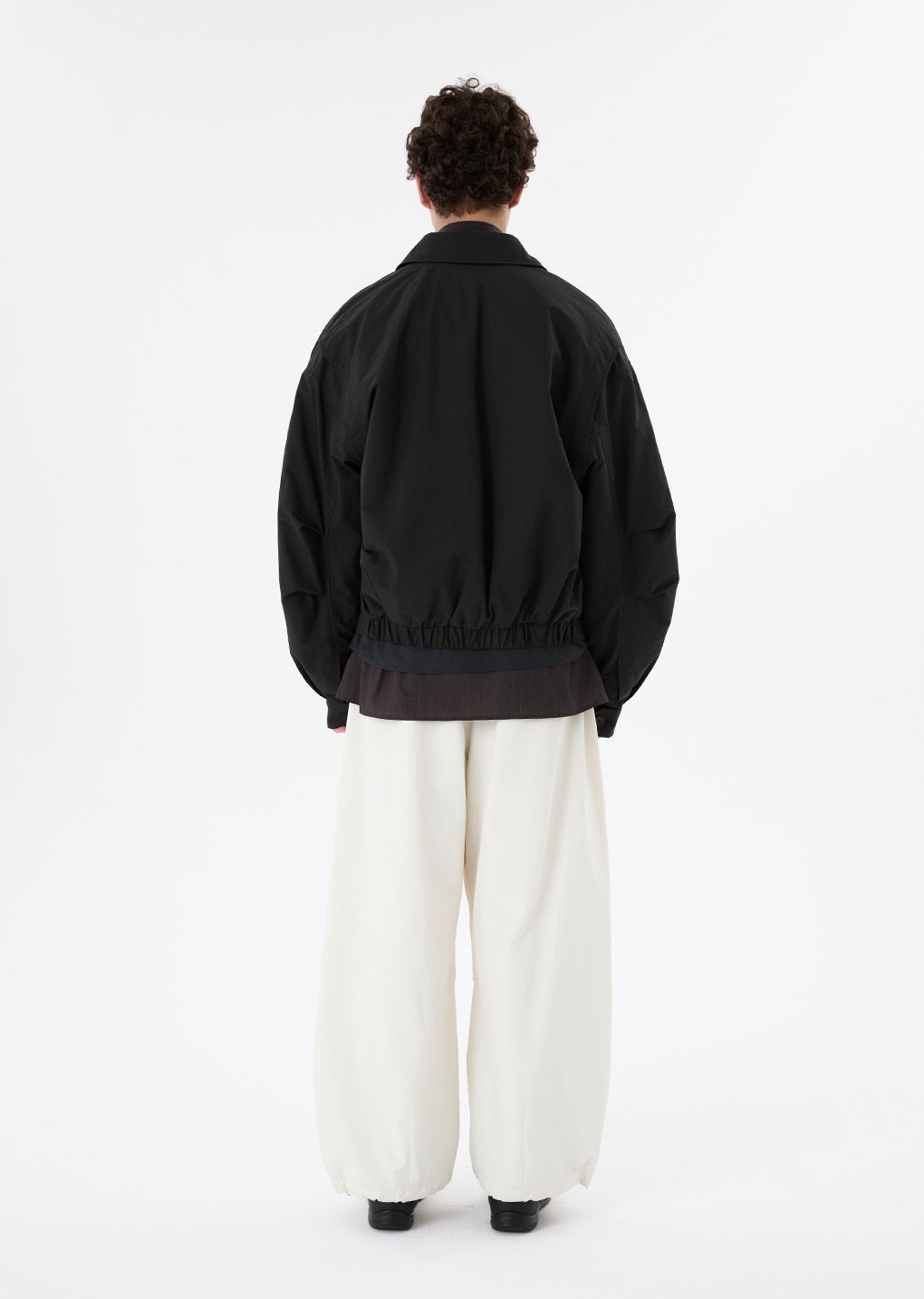 Black Padded Cotton Nylon Jumper
