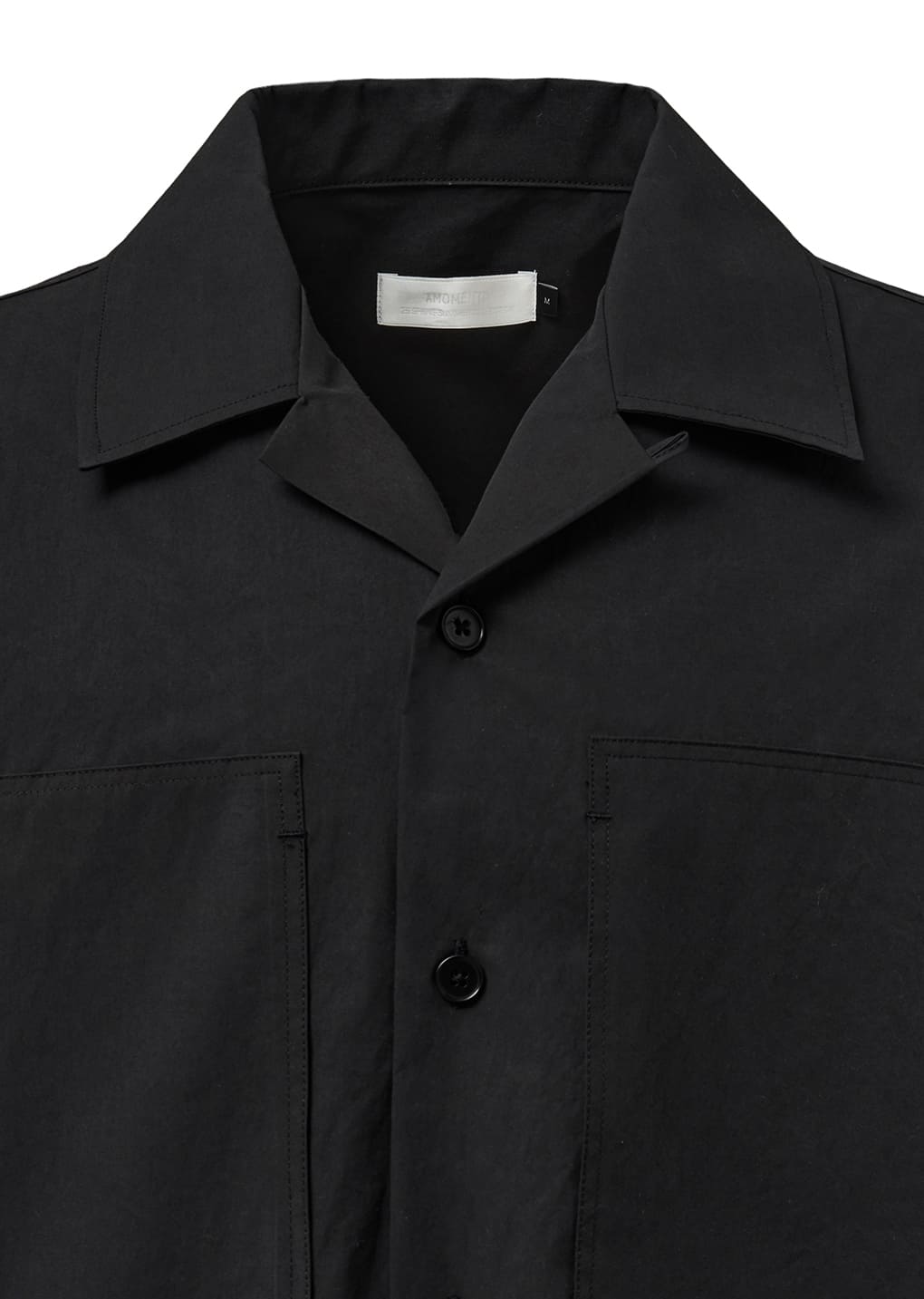 AMOMENTO Black Pocket Half Shirts