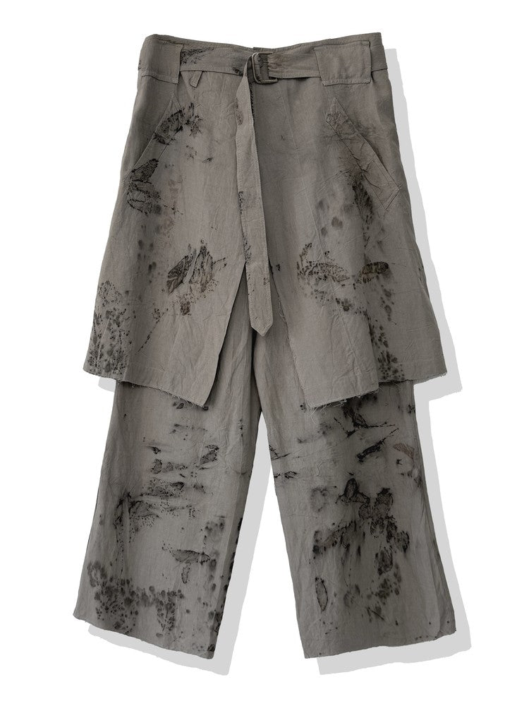 SAN263-1 Mud Brown Eco Hemp Layered Skirt Pants