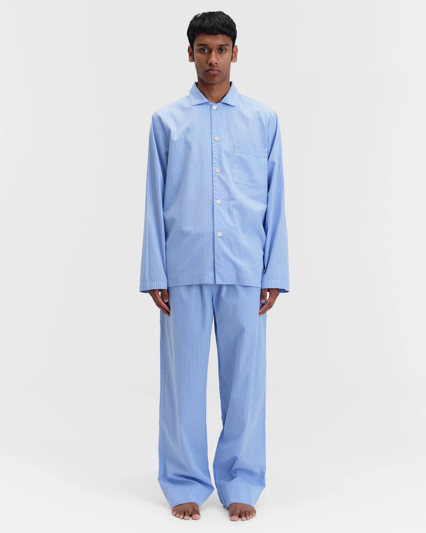 Pin Stripes Cotton Poplin Pyjamas Shirt