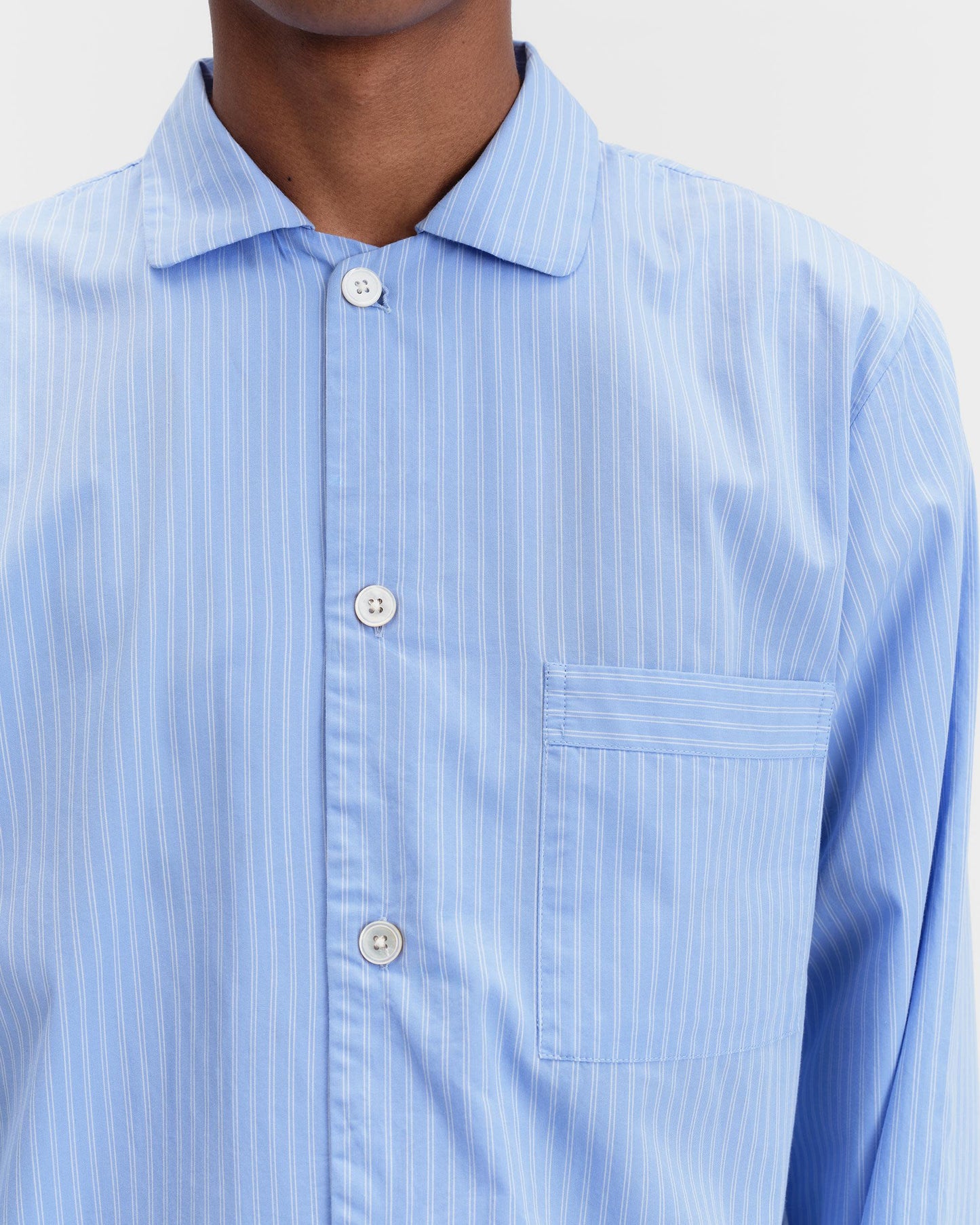 Pin Stripes Cotton Poplin Pyjamas Shirt