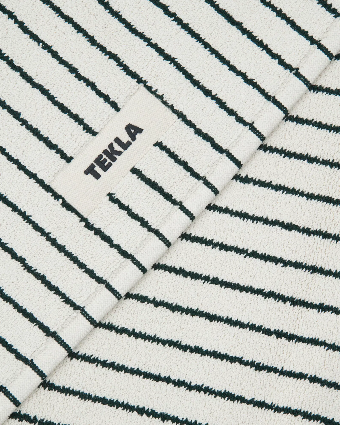 TEKLA Racing Green Stripes Terry Bath Mat