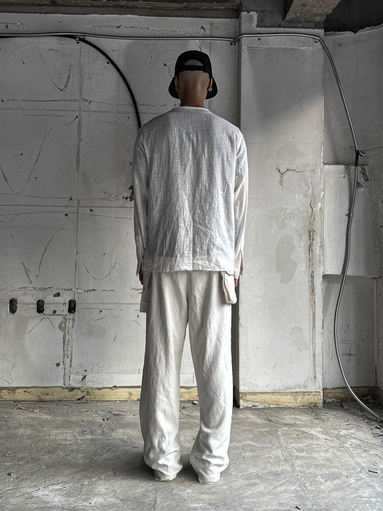 Ivory Linen Waist Bag Trousers