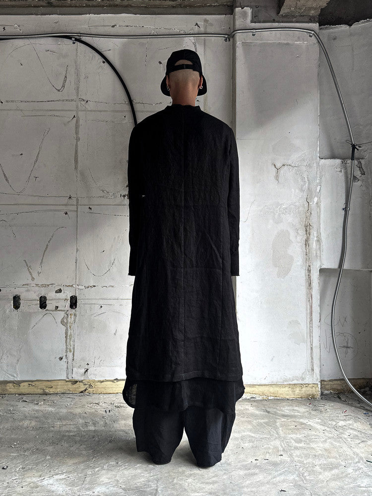 Black Single Breasted Hemp Coat