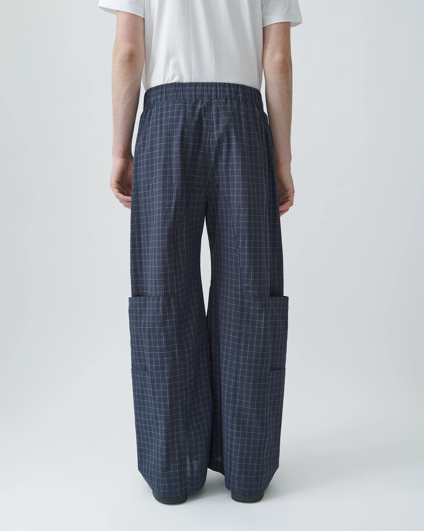 Stone Blue Check Parachute Trouser