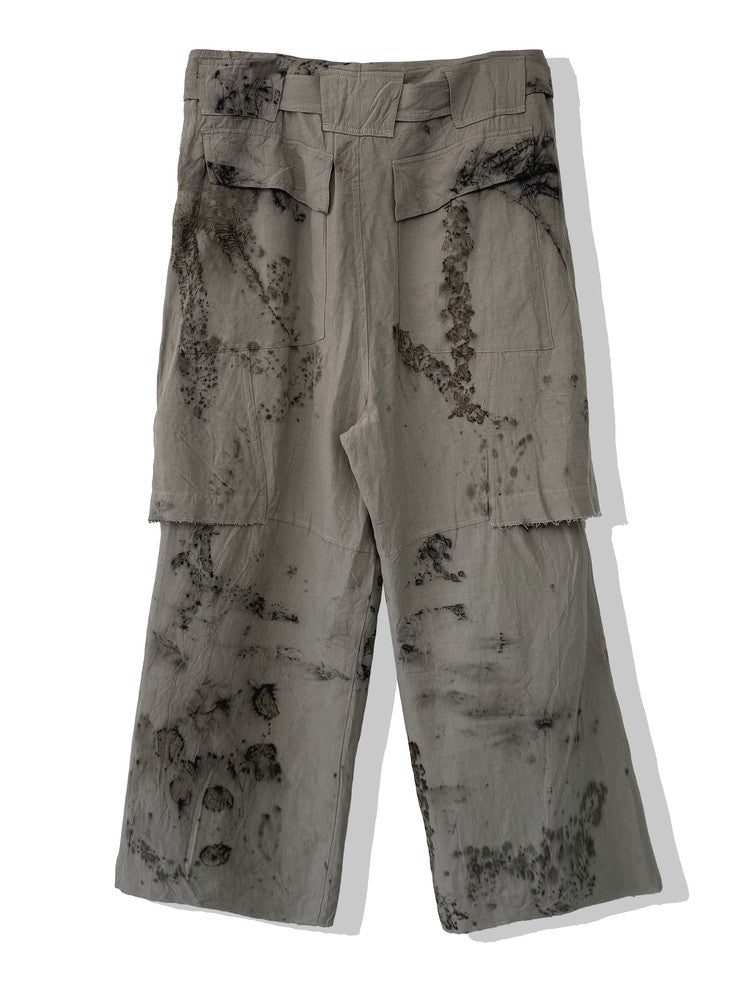 SAN263-1 Mud Brown Eco Hemp Layered Skirt Pants