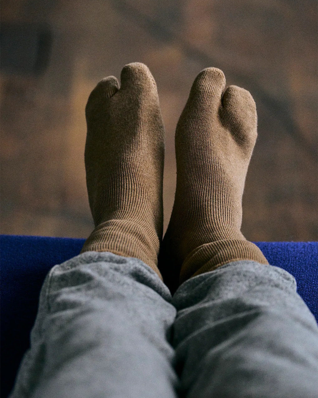 Brown Organic Cotton Yak Pile Tabi Socks