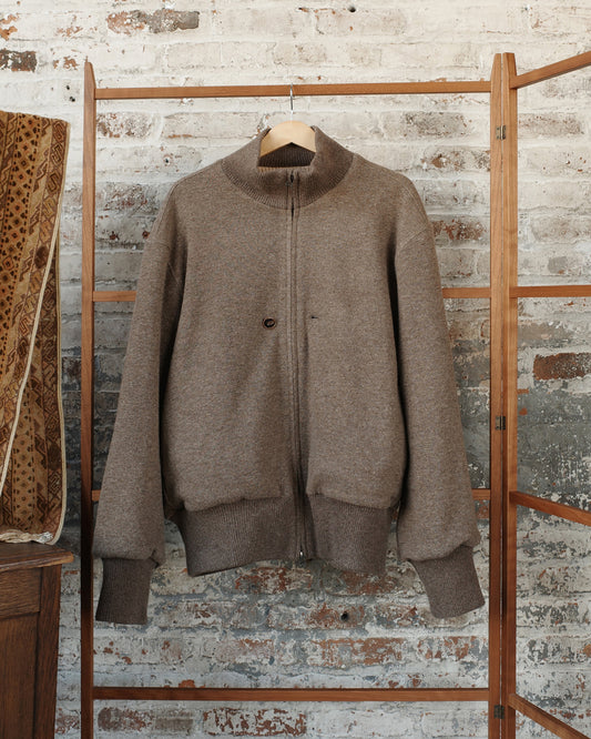 Natural Beige Wool Hemp Knit Drivers Blouson
