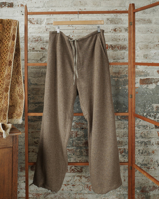 Natural Beige Wool Hemp Knit Drawstring Pants