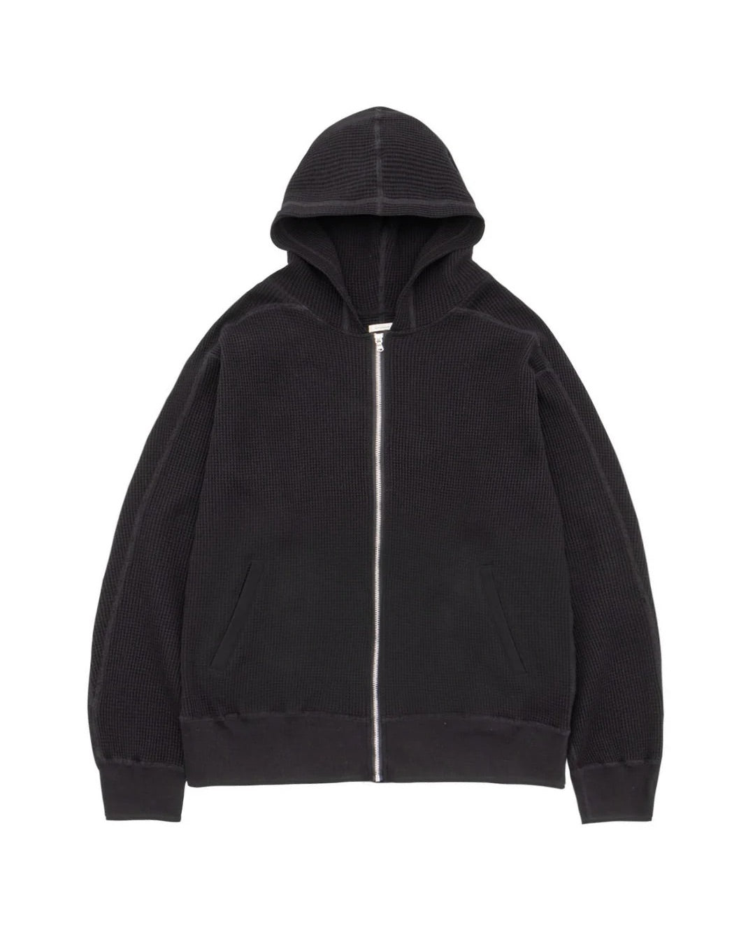 Black Zip-Up Thermal Hoodie