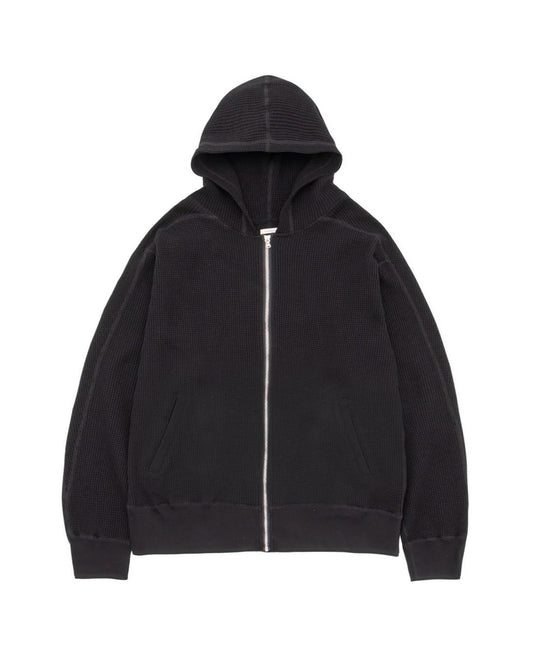 Black Zip-Up Thermal Hoodie