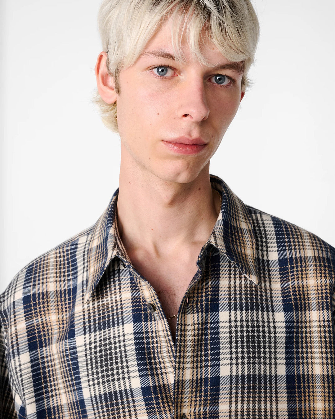 Navy/Oatmeal View Brushed Check Regular Fit Shirt