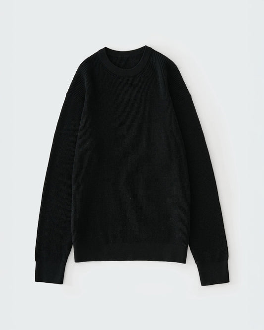 Black Portland Cashmere Waffle Knit