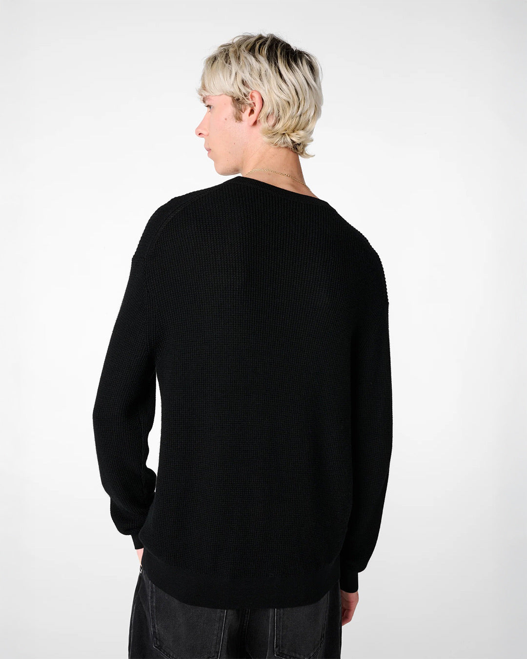 Black Portland Cashmere Waffle Knit