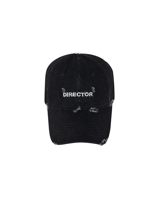 Black Director Damaged Denim Cap