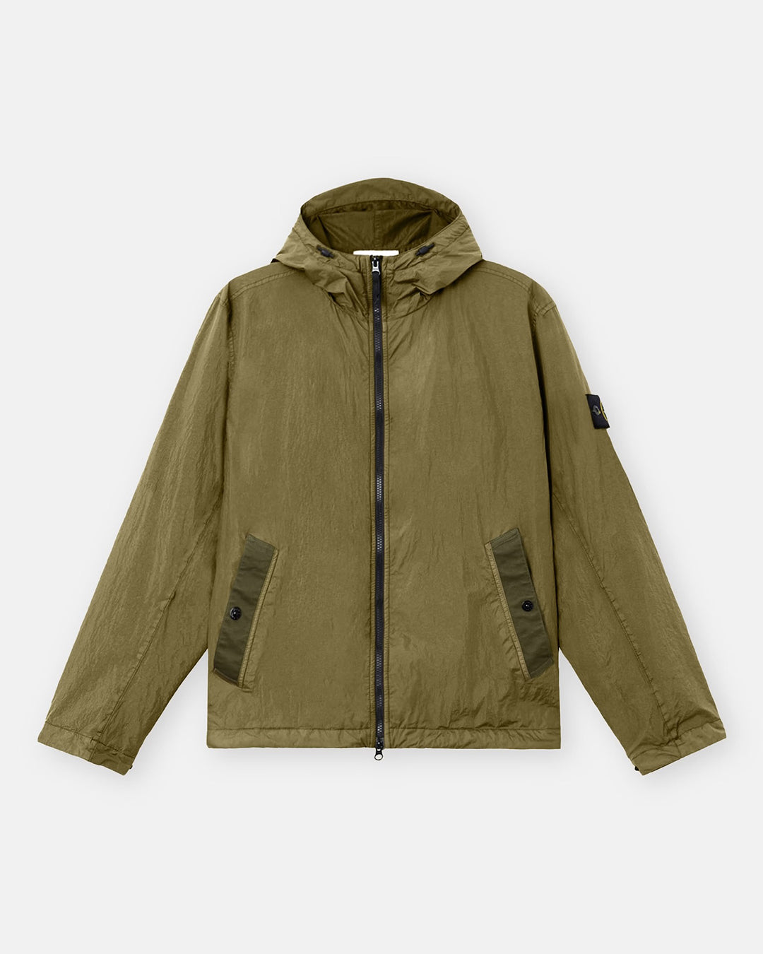 Military Green Crinkle Reps NY Hooded Light Jacket
