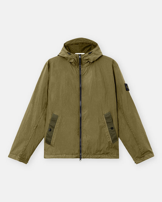 Military Green Crinkle Reps NY Hooded Light Jacket