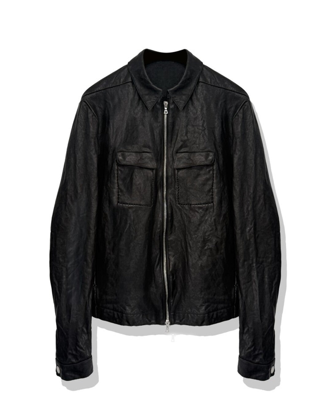 SAN263-1 Black Single Zip Leather Jacket V4