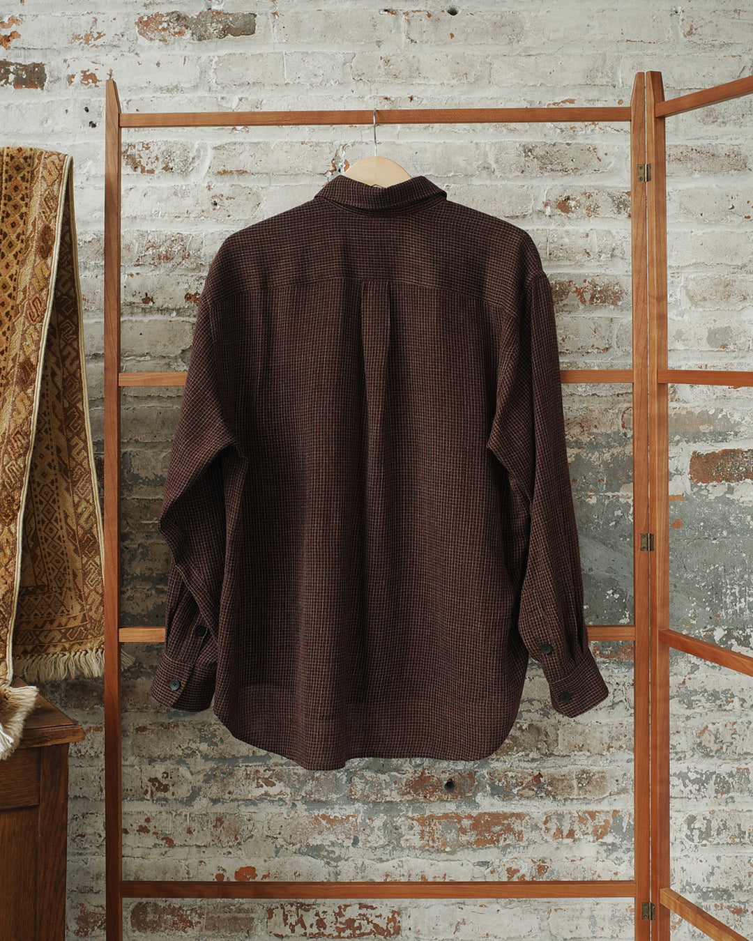 Burgundy Fine Wool Check Easy Shirt