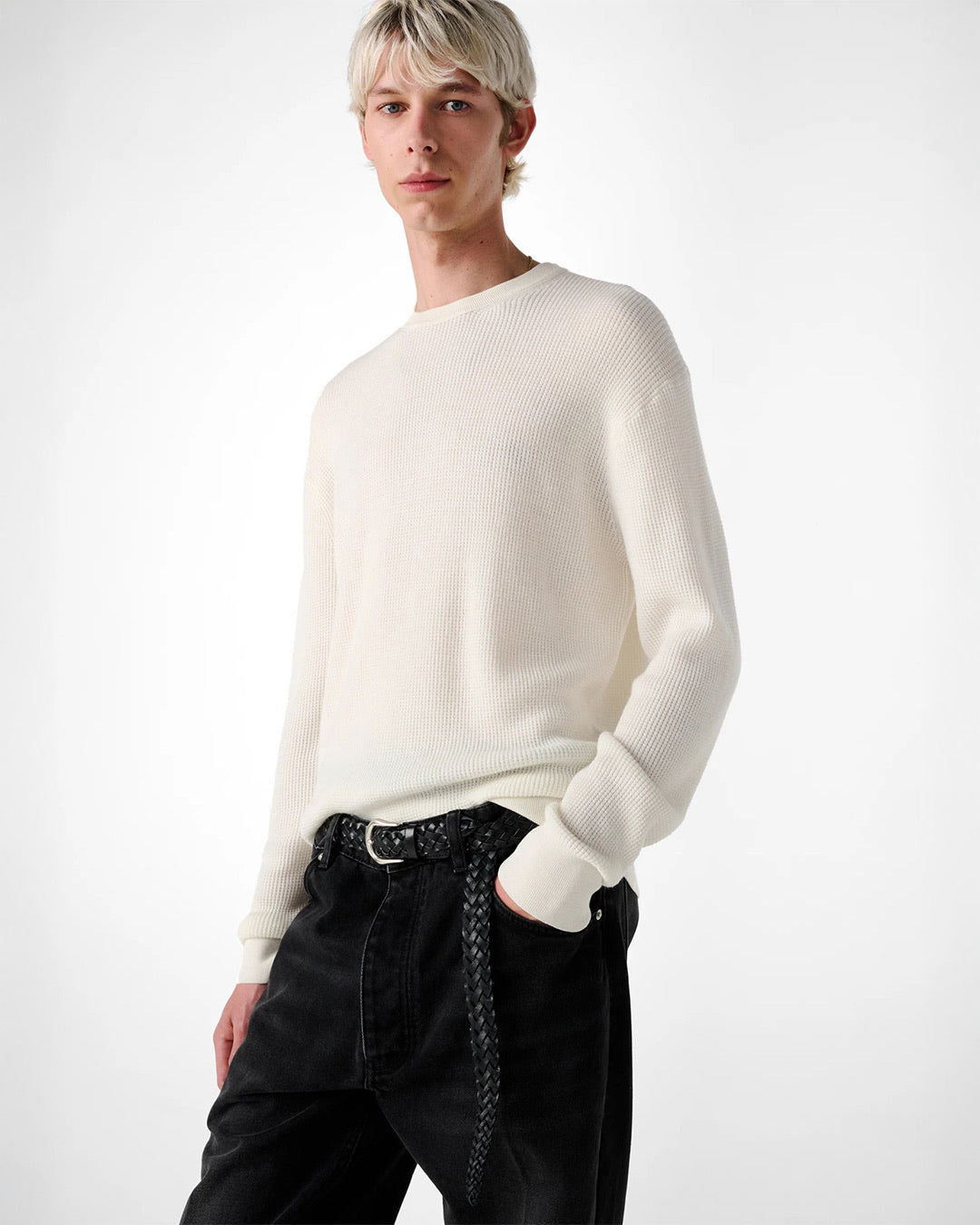 Parchment Portland Cashmere Waffle Knit