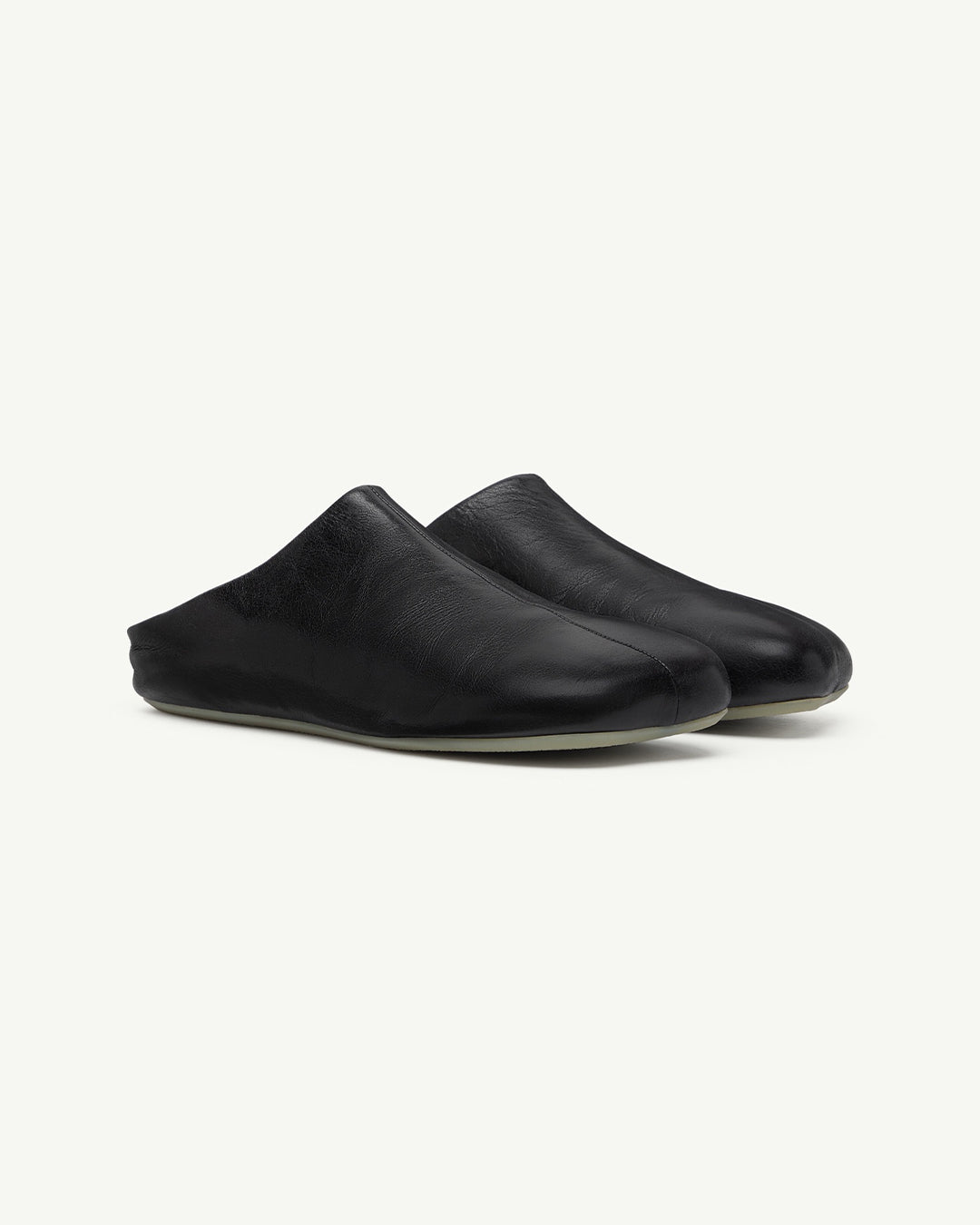 Black Calf Leather Factory Sabots Slipper